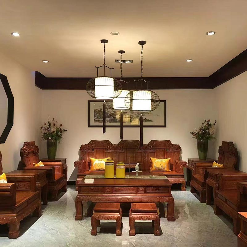 Sofa Gaya Kuno Kayu Solid Cina Anyar kanggo Ruang Tamu